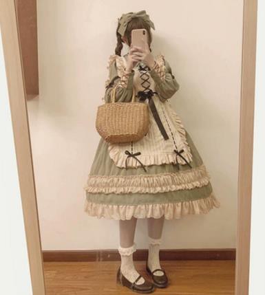 秋冬ゴスロリワンピース ドレス ロリィタ OP長袖 膝丈 Lolita ロリータファッション コスプレ 魔女 クロス コスプレ エプロン  洋服の通販はau PAY マーケット - エンブリッジ | au PAY マーケット－通販サイト